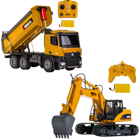 Dump Truck 1573 & Excavator 1550 HuINa Package - RC Toy Sellers