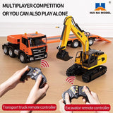 HUINA 1319 RC TRUCK AND EXCAVATOR WITH FLATBED TRAILER - RC Toy Sellers
