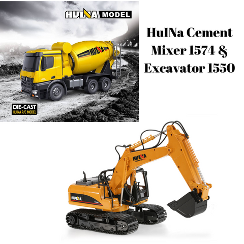 Cement Mixer 1574 & Excavator 1550 HuINa Package - RC Toy Sellers